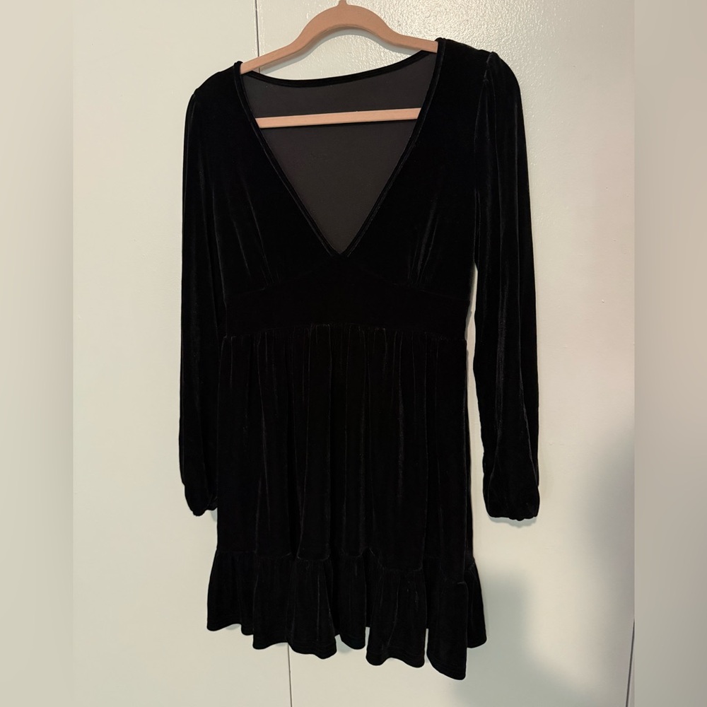 Flowy Black Velvet Dress